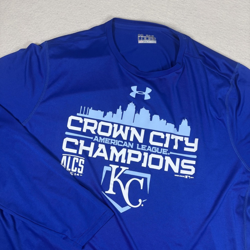 Kansas City Royals Shirt Mens 2XL Blue MLB Baseball Under Armour ALCS Champions